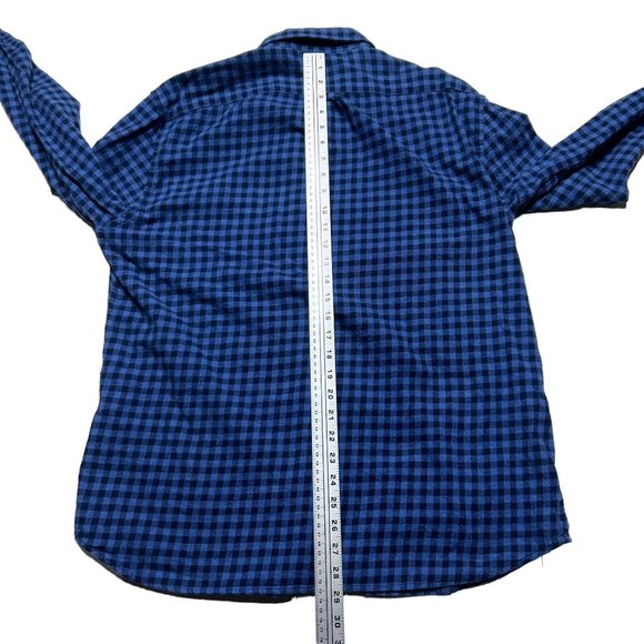 J. Crew Flannel Shirt Mens XL Slim Fit Blue Check Button Up Long Sleeve Casual - Picture 6 of 9